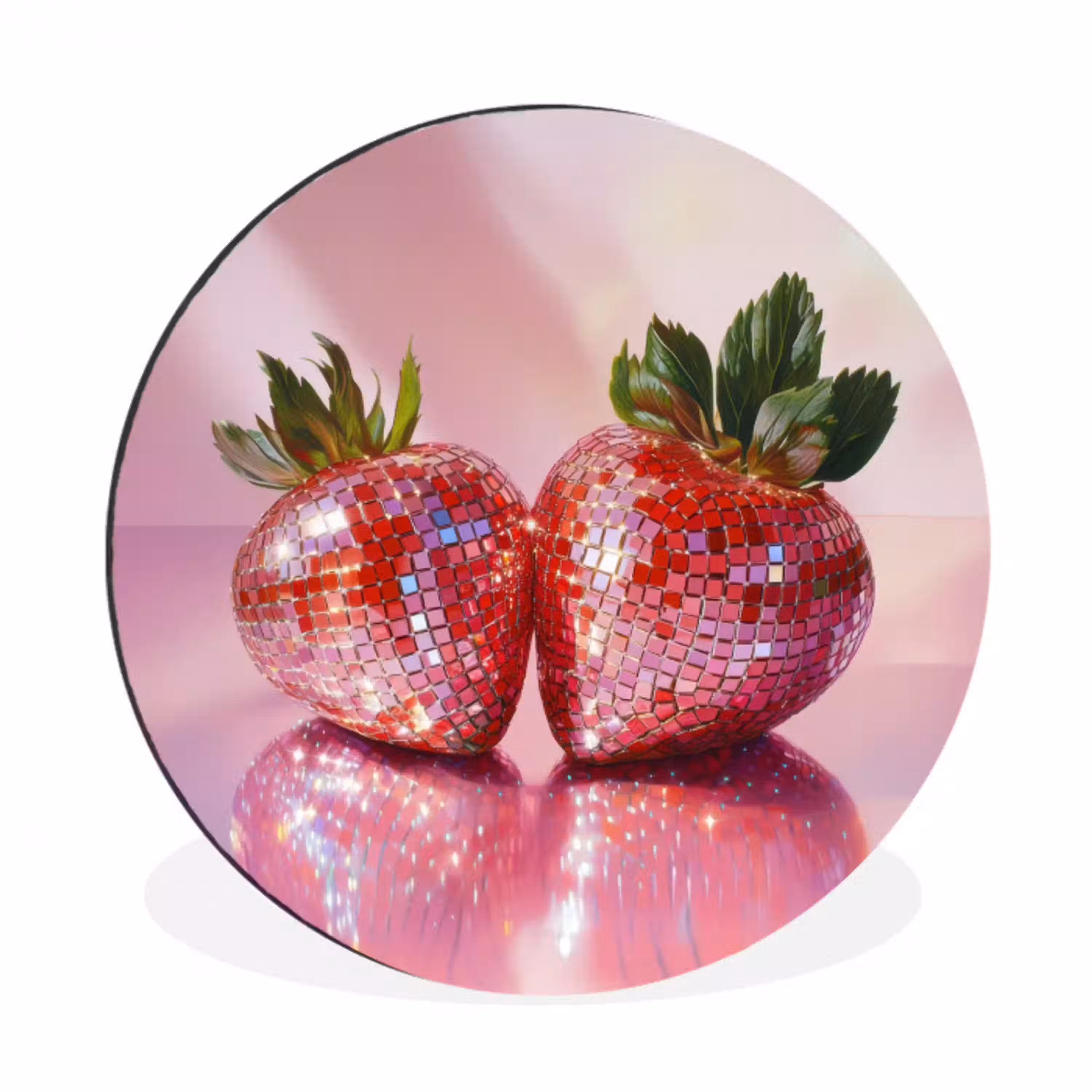 Disco - Fruit - Glitter - Strawberry Wandcirkel aluminium klein -3d