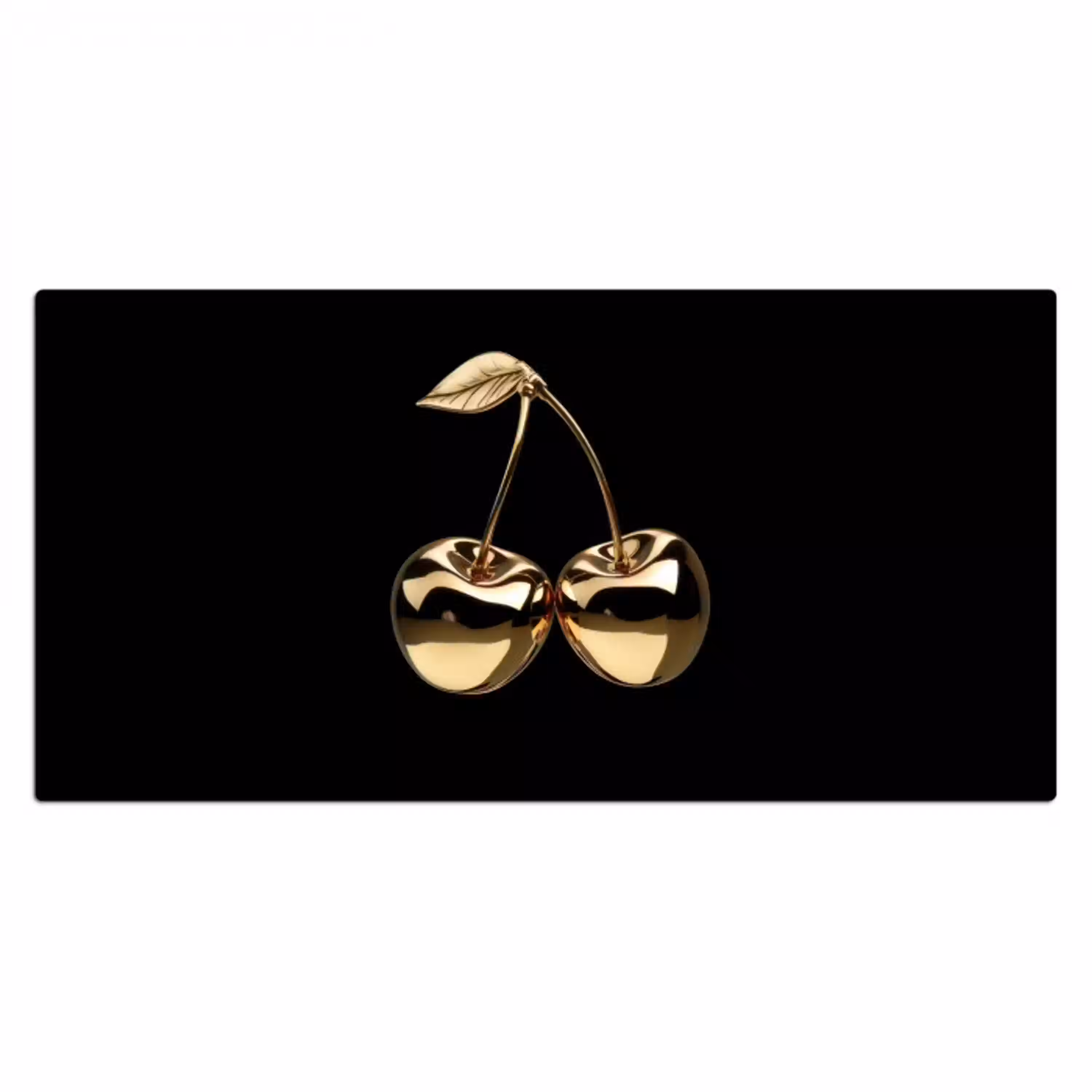 Kersen - Zwart - Goud - Chrome Muismat XXL klein -3d_leeg