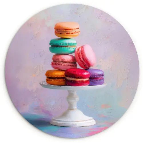 Macarons - Schaal - Pastel - Kleurrijk Wandcirkel kunststof plaat 5mm dik klein -3d