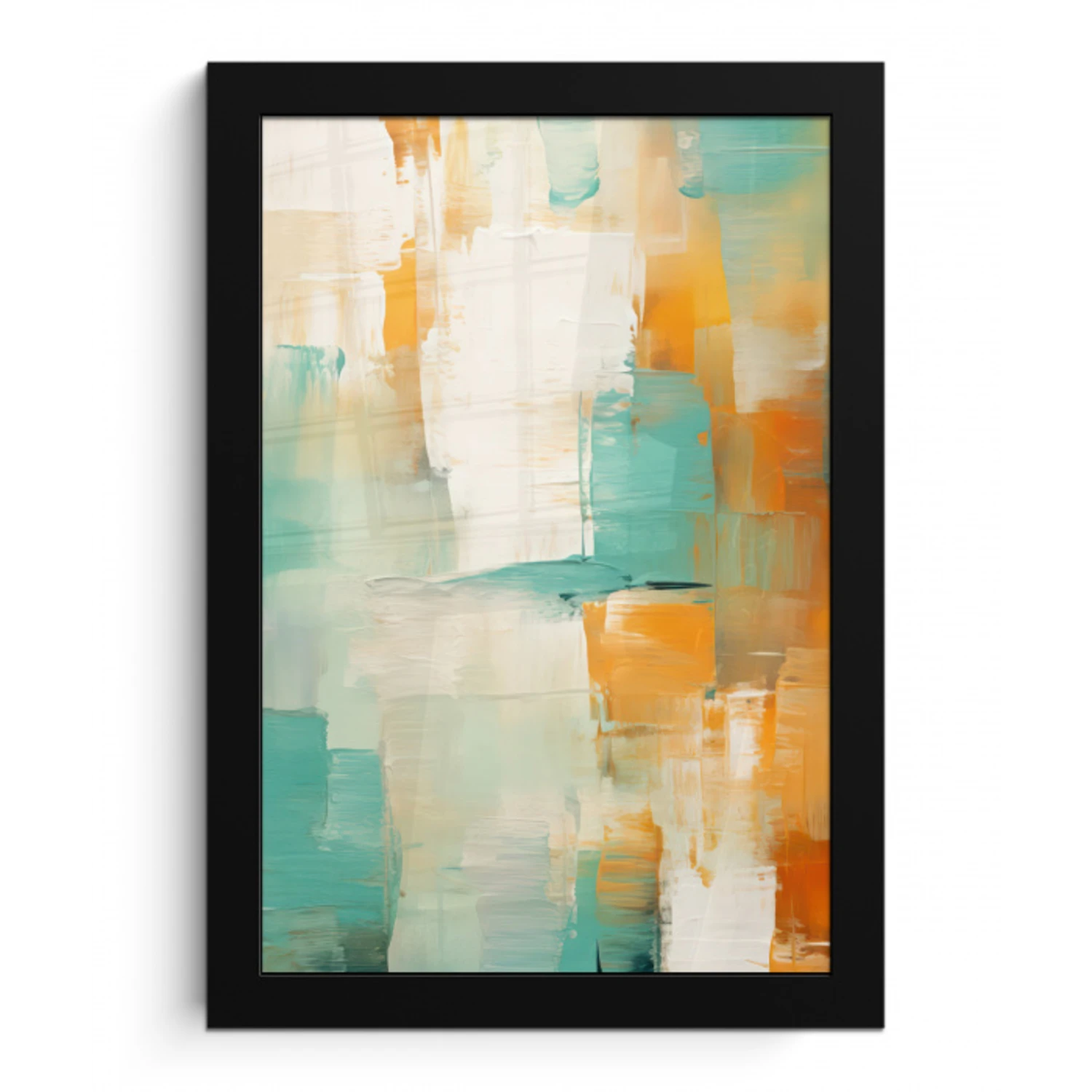 Kunst - Abstract - Blauw - Wit fotolijst zwart zonder passe partout klein -3d