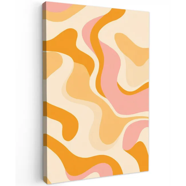 Abstract - Golvend - Oranje Tuinposter op houten frame 2 cm dik klein -3d