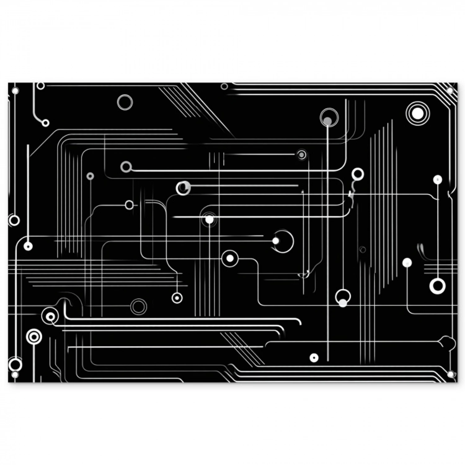 Gaming - Abstract - Lijnen - Rondjes - Zwart tuinposter los doek groot -3d