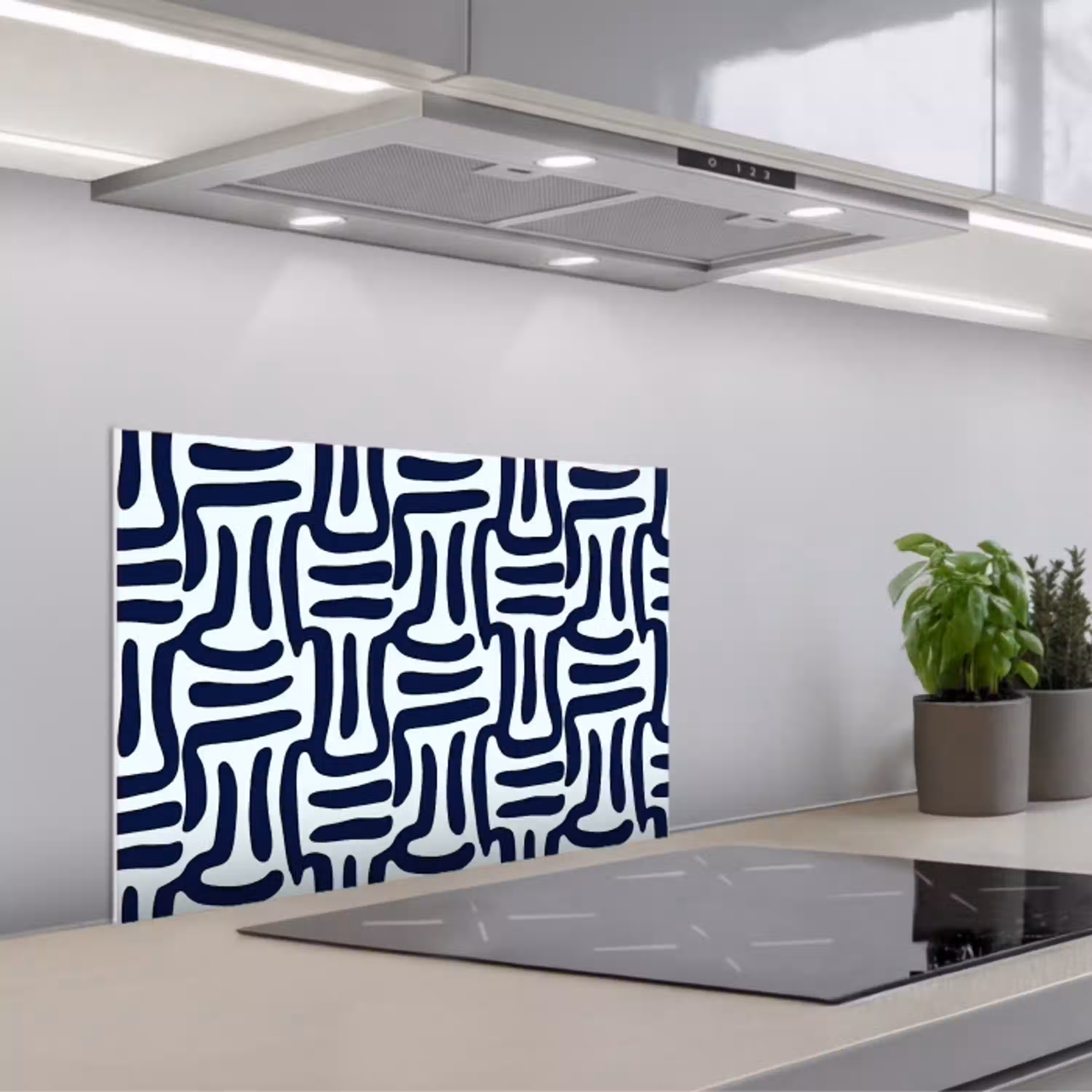 Abstract - Modern - Blauw keuken achterwand spatscherm klein 900 -3d_schuin