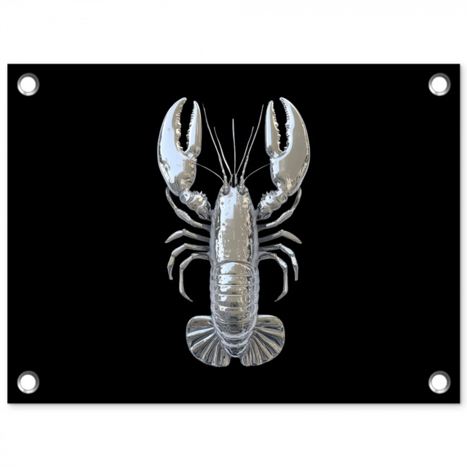 Kreeft - Zilver - Metallic - Luxe tuinposter los doek klein -3d