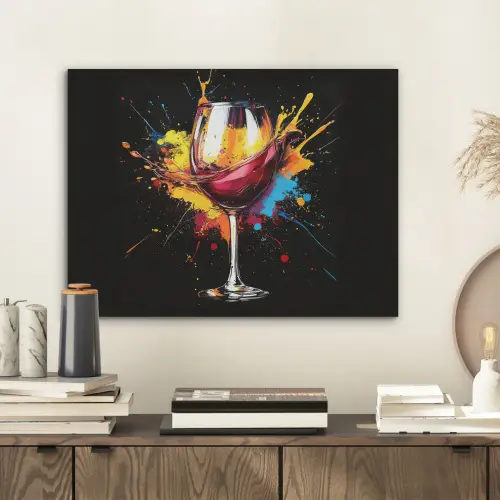 Wijn - Glas - Graffiti - Borrel - Rood - Verf PET vilt klein -sfeer1