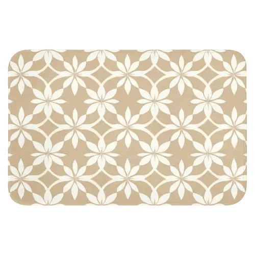 Bloemen - Patroon - Beige Badmat klein 997 -3d