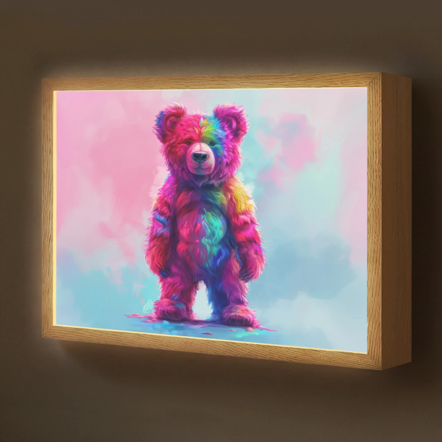 Beer - Kleurrijk - Dier Light Box met batterij (Wandlamp kind) middel -z3d_website