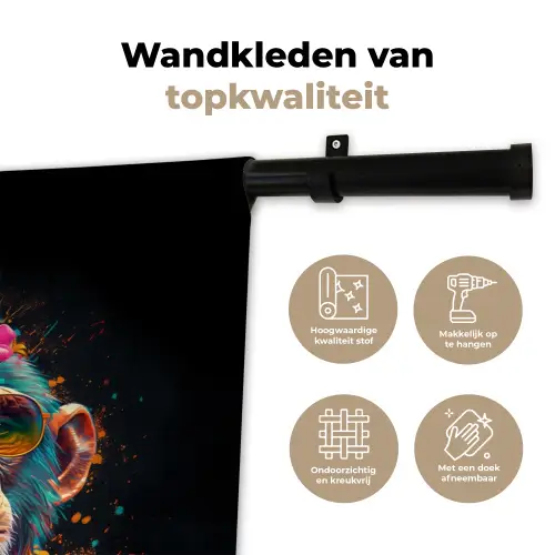 Chimpansee met Hawaii blouse Wandkleed katoen klein -sfeer2