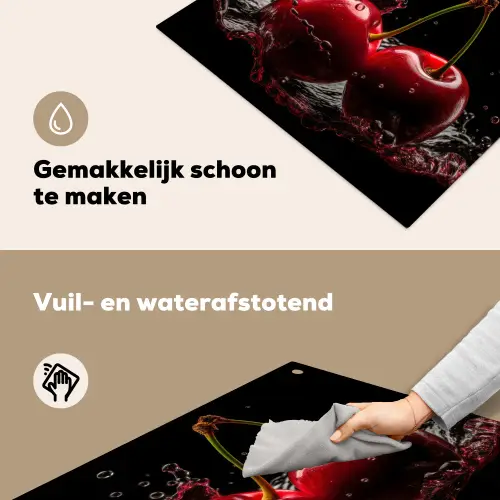 Kersen - Rood - Fruit - Water - Zwart Inductie beschemer met haakjes middel -ky-schoon-nl