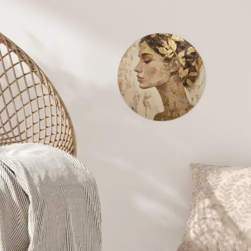 Vrouw - Goud - Abstract - Textuur Wandcirkel behangsticker klein -sfeer4