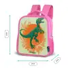 Groene dino tussen varens Kinderrugzak - Roze middel -productfoto_formaten