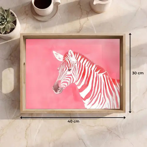 Zebra - Pink - Verf Dienblad Rechthoek middel -USP_Formaat