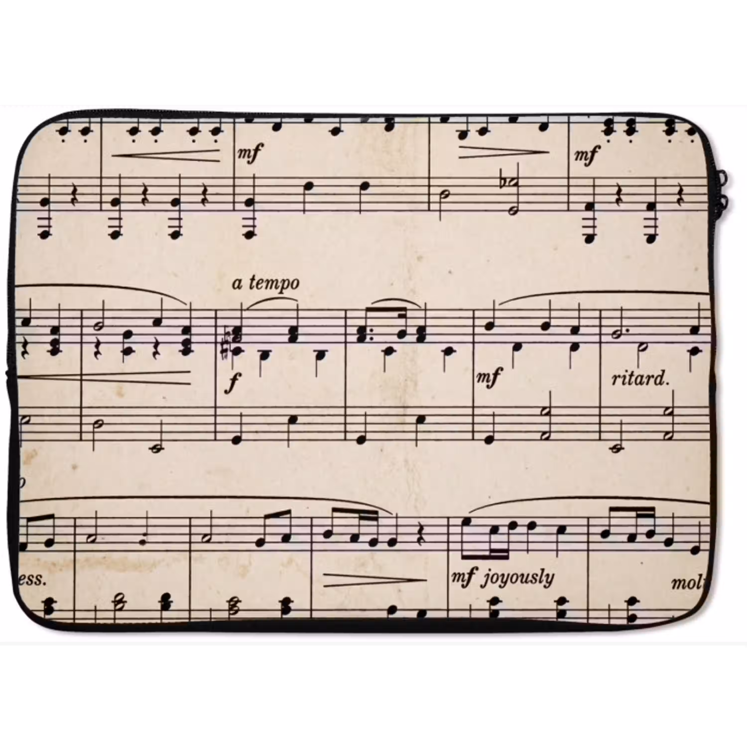 Muzieknotatie - Notenbalken - Kunst - Klassiek - Beige laptophoes neopreen klein -zkaufland3dotto