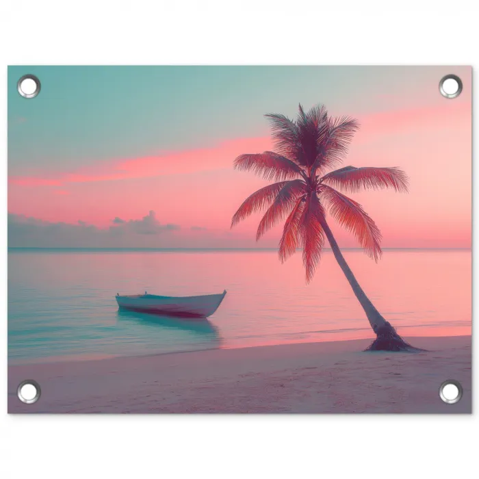 Zee - Boot - Zonsondergang tuinposter los doek klein -3d