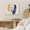 Minimalistisch - Gezicht - Hand - Oranje - Blauw PET vilt klein -sfeer3