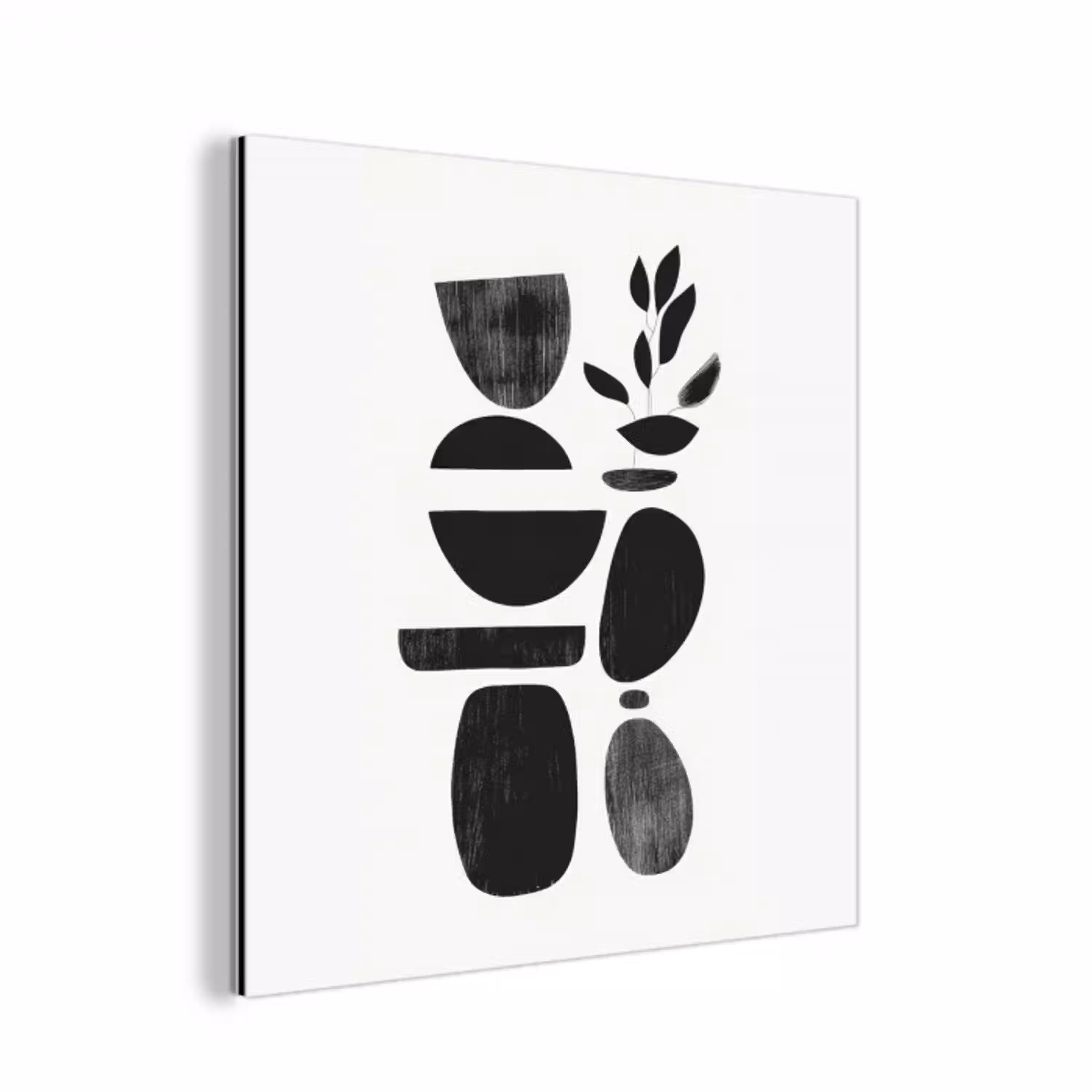 Japandi - Zwart - Abstract aluminium wit klein -3d