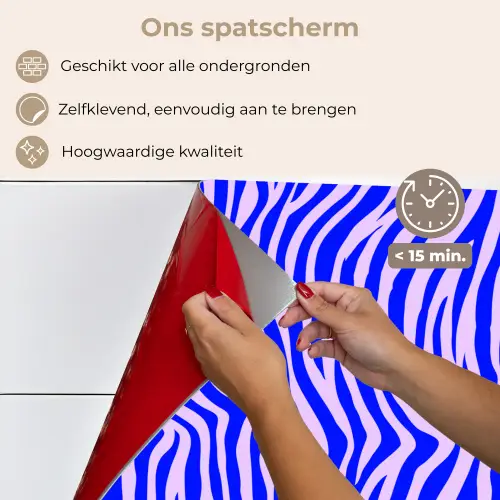 Zebra - Blauw - Paars - Pastel keuken achterwand spatscherm klein 900 -spatscherm_NL