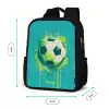 Voetbal - Verfspatten - Groen - Blauw Rugzak - Zwart middel -productfoto_formaten