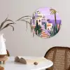 Huizen - Minimalistisch - Palmbomen - Kust Wandcirkel plexiglas klein -sfeer4