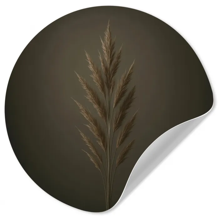 Tak - Pluimgras - Donkerbruin Wandcirkel behangsticker klein -3d
