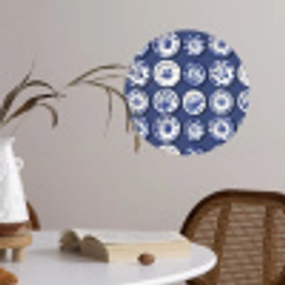 Borden - Floraal - Blauw Wandcirkel behangsticker klein 186 -sfeer3