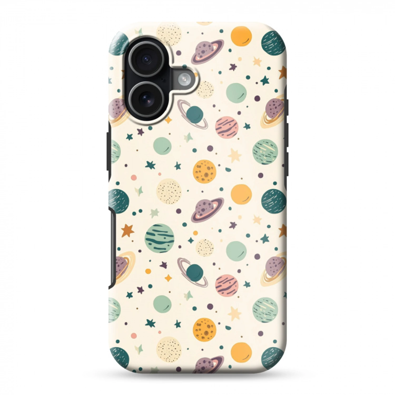 Planeten - Retro - Kleurrijk Toughcase MagSafe Apple iPhone 17 klein 1017 -3d