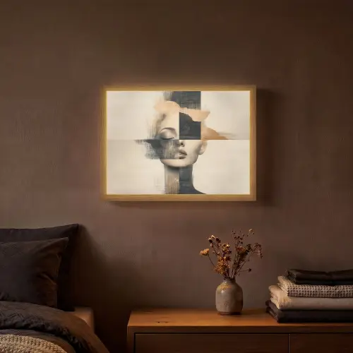 Goud - Vrouw - Rechthoeken Light Box met batterij (Wandlamp) middel -sfeer4