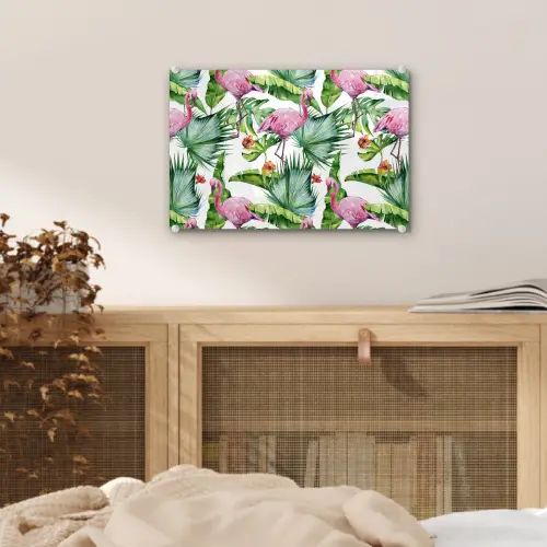 Flamingo - Bloemen - Bladeren - Jungle - Tropical plexiglas 5mm klein -sfeer4