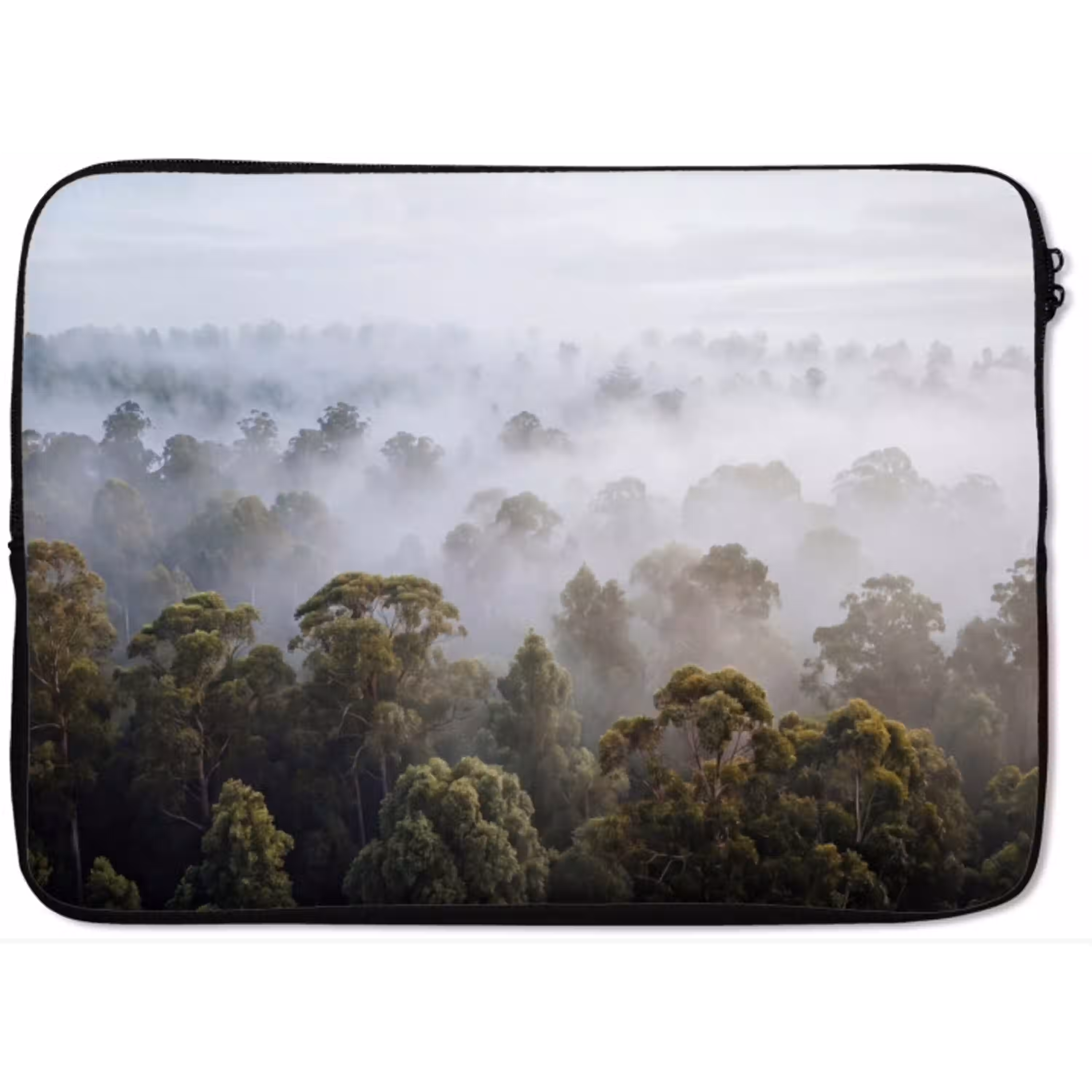 Natuur - Mist - Bos - Ochtend - Goud laptophoes neopreen klein -zkaufland3dotto