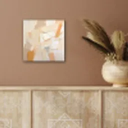 Abstract - Beige - Oranje - Kunst - Modern aluminium wit klein -sfeer4