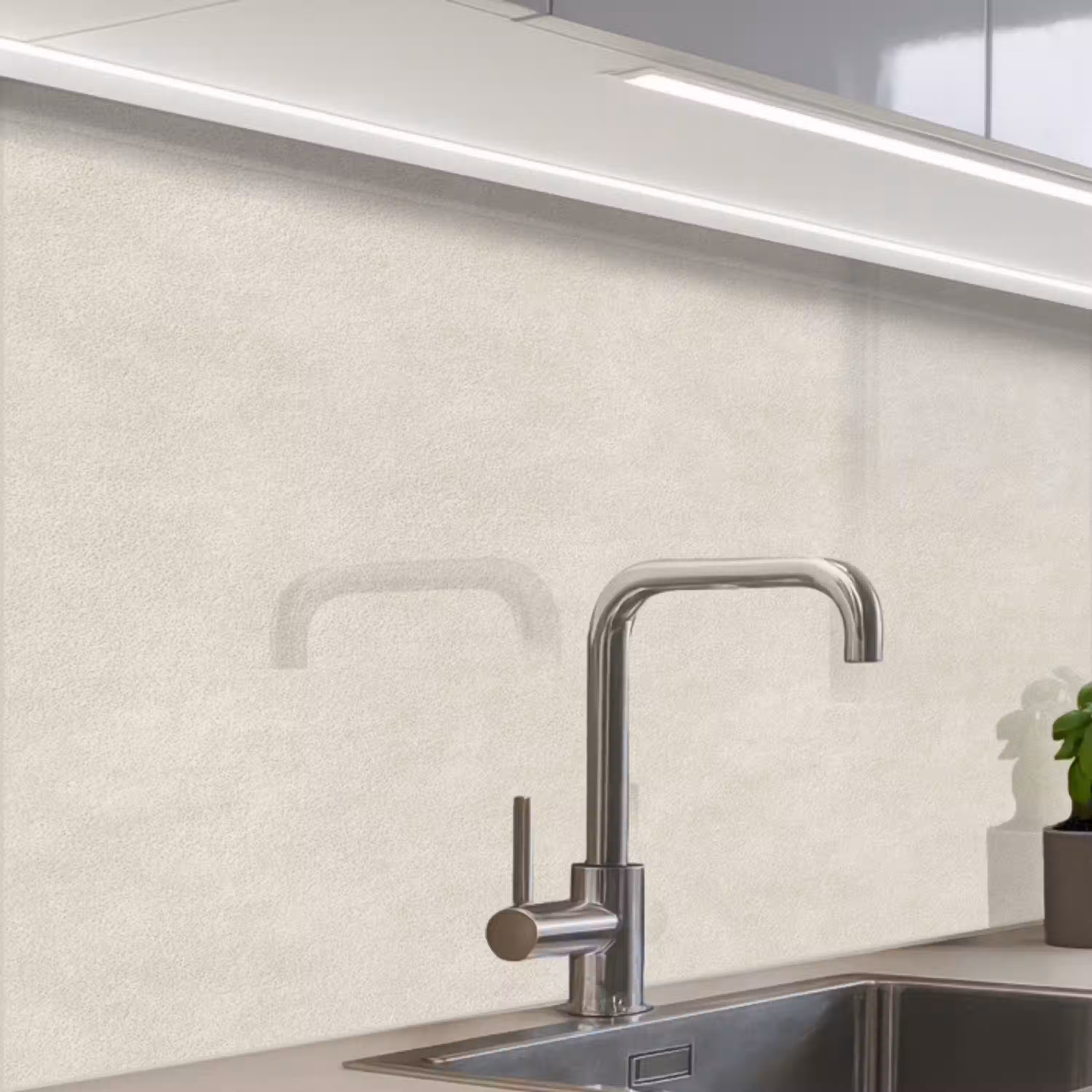 Zandkleurig - Modern - Egaal keuken achterwand 2 middel 865 -zzzz3d_schuin