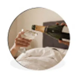 Champagne - Bed - Bubbels Wandcirkel aluminium klein -3d