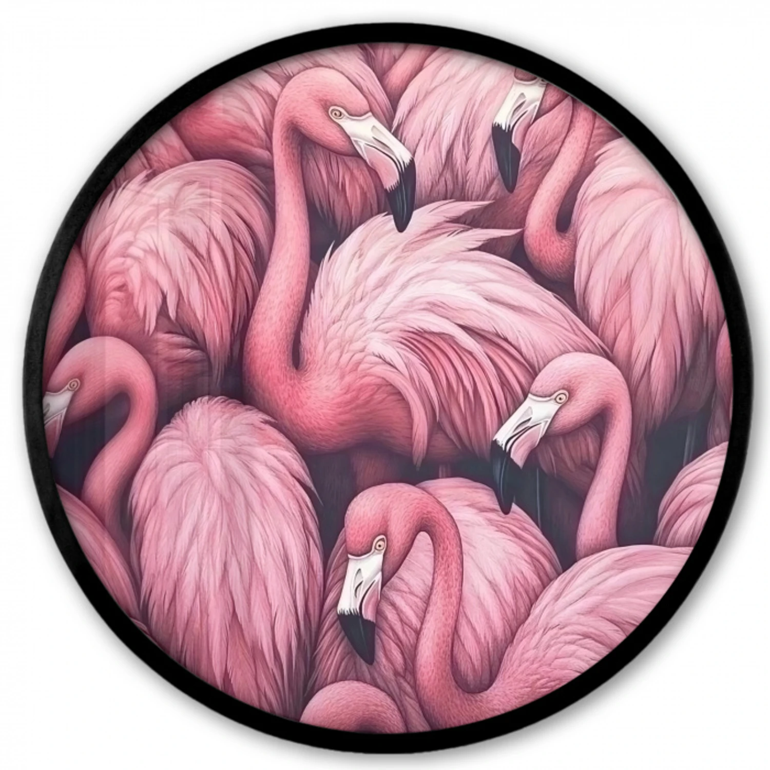 Flamingo - Roze - Dieren Fotolijst rond zonder passe partout klein -3d