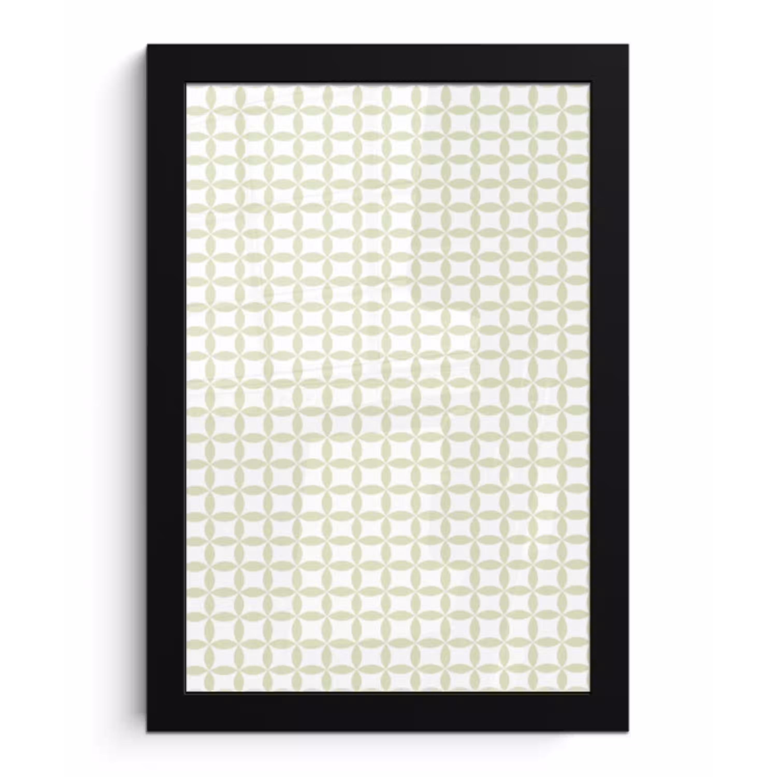 Saliegroen - Geometrisch - Cirkels - Patroon fotolijst zwart zonder passe partout klein 224 -3d