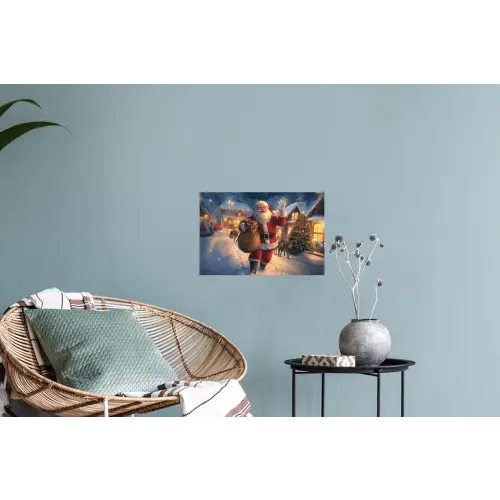 Kerstman - Dorp - Hert - Donker Muursticker klein -plant