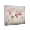 Wereldkaart - Roze - Bloemen PET vilt klein -3d