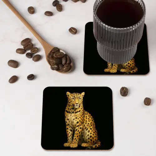 Panter - Realistisch - Bruin onderzetter kurk middel -sfeer2