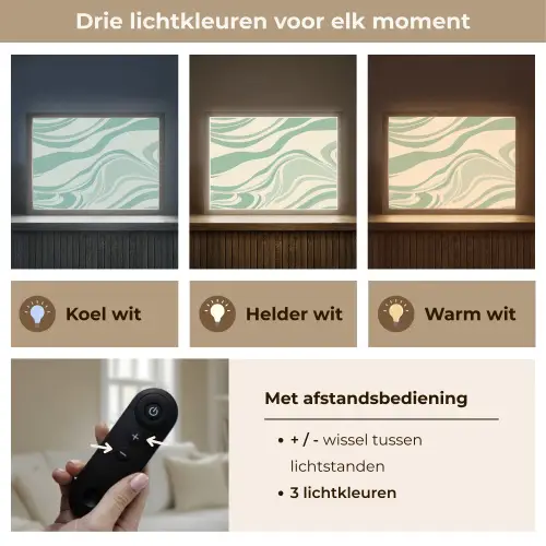 Organische lijnen - Mintgroen - Marmer Light Box met batterij (Wandlamp) middel -USP_lichtkleurNL