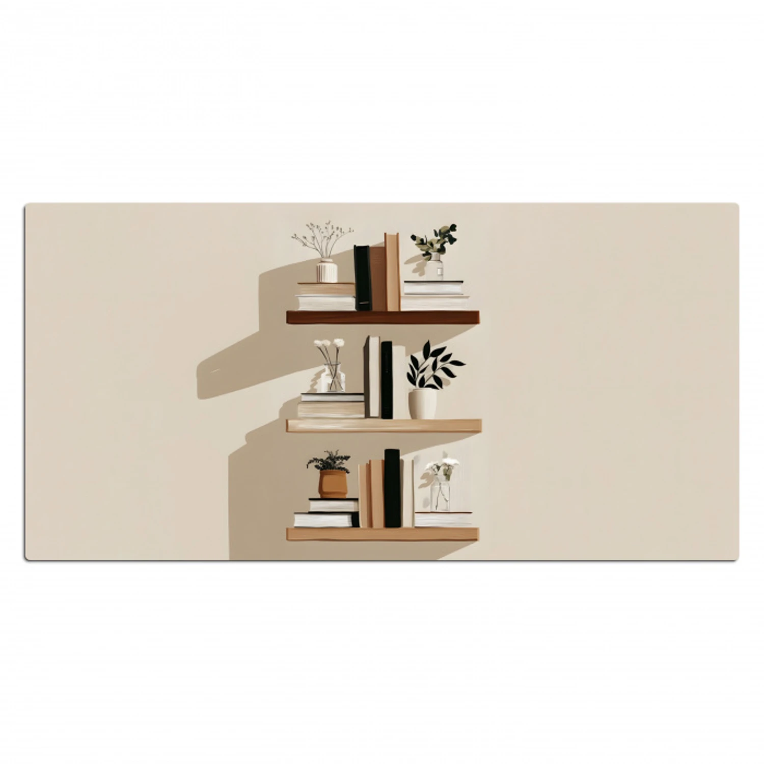 Plankjes - Boeken - Vaasjes - Planten Muismat XXL klein -3d_leeg