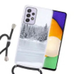 Meer - Dennen - IJs - Winter - Rustgevend Hoesje Samsung Galaxy A52 5G met koord klein -sfeer1