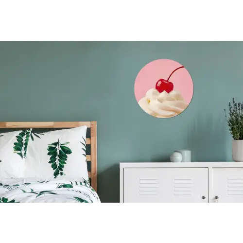 Kers - Slagroom - Roze Wandcirkel aluminium klein -slaapkamer