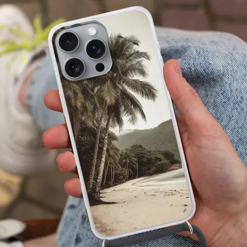 Eiland - Palmboom - Zee Hoesje iPhone 16 Pro Max met koord klein -sfeer3