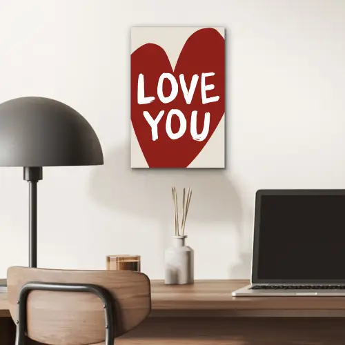 Loveyou - Hart - Rood aluminium wit klein -sfeer5