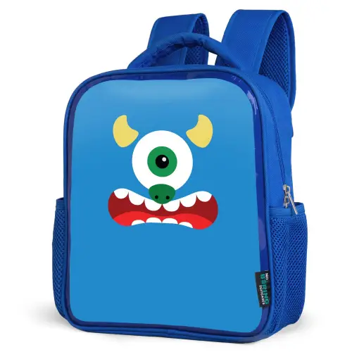 Dierenportret - Monster - blauw Kinderrugzak - Blauw middel -schuin