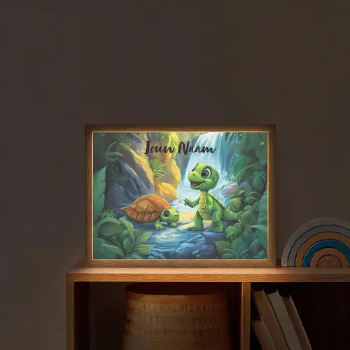 Schildpad - Dino - Jungle - Waterval Light Box met batterij (Wandlamp kind) middel -sfeer1_kind