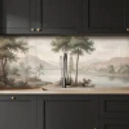 Bomen - Meer - Bergen - Illustratie keuken achterwand 2 middel -sfeer1