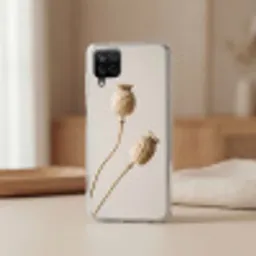Papaverbollen - Droogbloemen - Minimalistisch - Beige - Rustig Telefoonhoesje Samsung Galaxy A12 klein -sfeer2