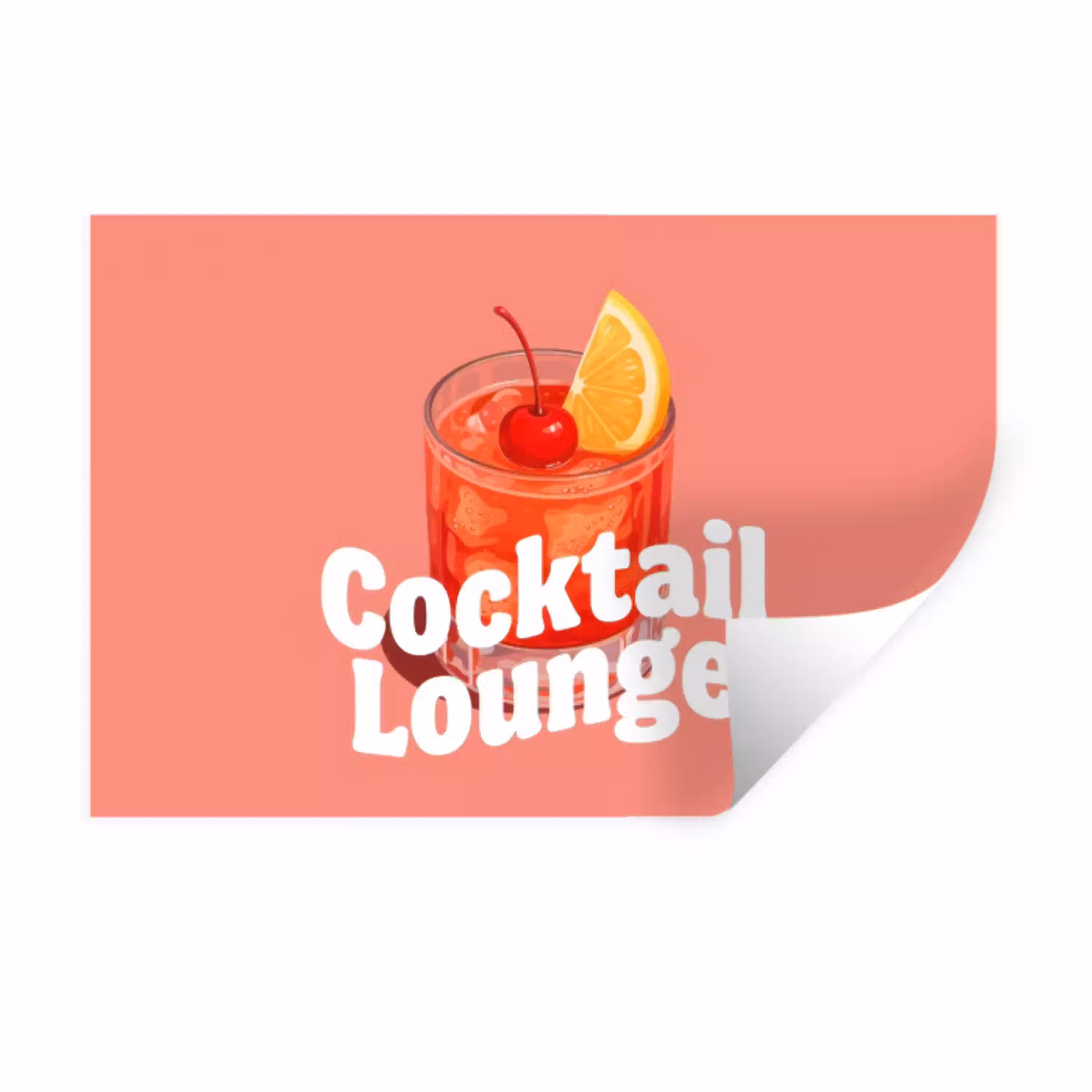 Cocktail Lounge - Glas - Koraal Muursticker klein -3d