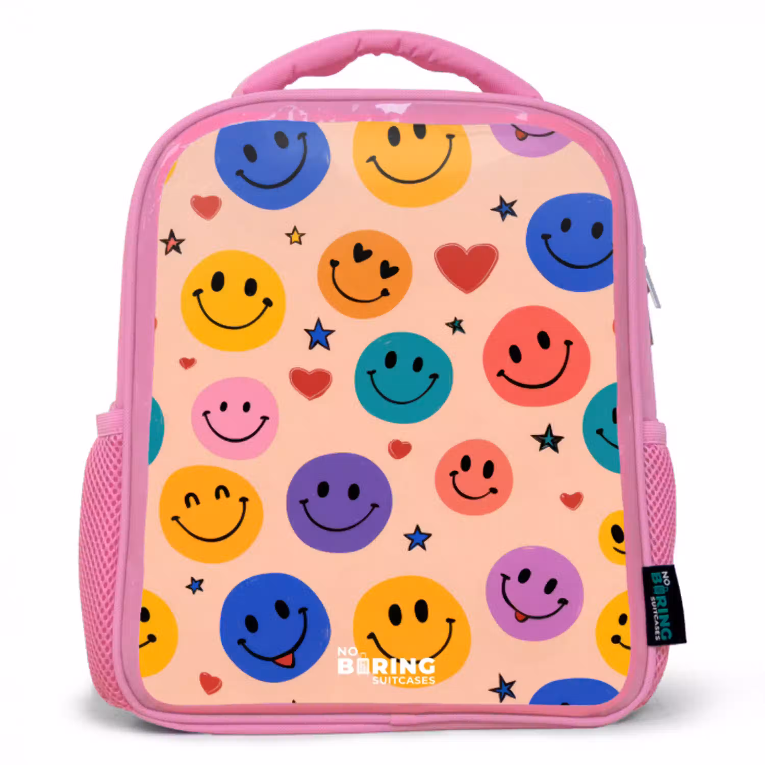Vrolijk Smiley-patroon Kinderrugzak - Roze middel -3d