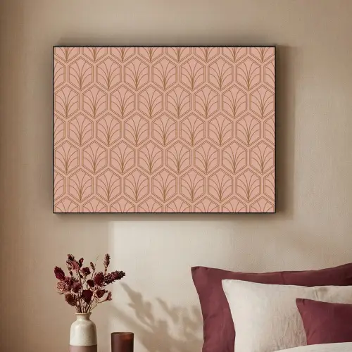 Zalmroze - Patroon - Geometrisch Textielframe zwart klein 947 -sfeer1